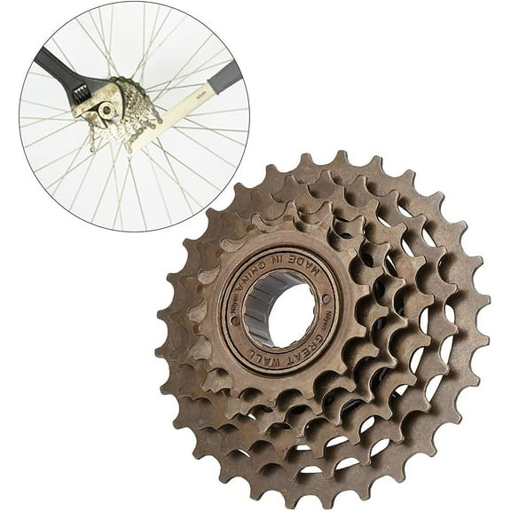 ABCISI 6 Speed Bike Flywheel, 14T-28T Bike Rear Multistage Cassette, Road Bicycle Sprocket, Thread Type Bike Cassette, MTB Rear Freewheel Replacement Accessories