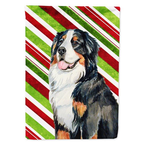 Bernese Mountain Dog Candy Cane Holiday Christmas Flag Canvas House Size