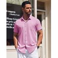 thumbnail image 2 of COOFANDY Mens Button up Short Sleeve Shirt Button Down Dress Shirts Solid Stretch Dress Shirt for Men, 2 of 6