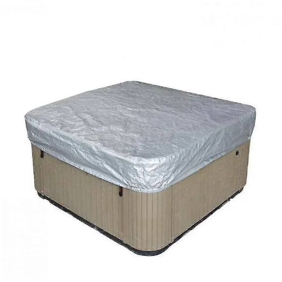 10 Sizes Square Hot Tub Cover Protector With Elastic Waterproof Sunproof Uv-resistant, Outdoor Hot Spring Bath Spa Bath Pool Cover Coverage, 190t Poly200*200*85cmsliver