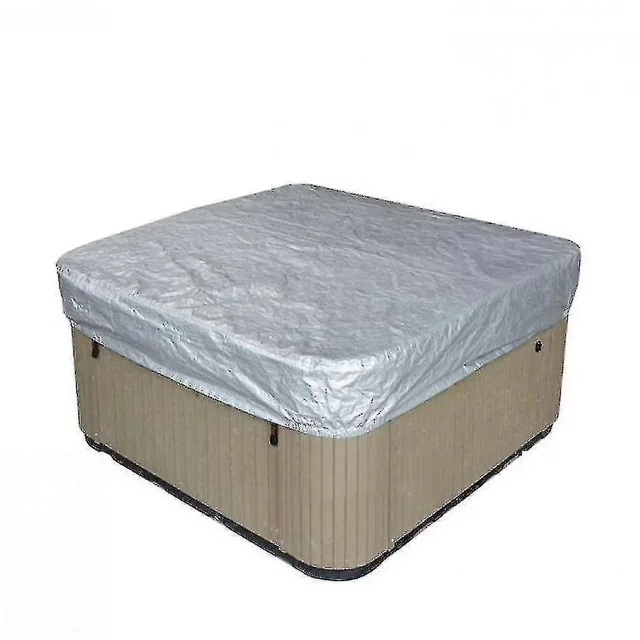 10 Tailles Housse de Protection pour Spa Carré avec Élastique Imperméable Résistant au Soleil et aux UV, Couverture de Bain de Source Chaude Extérieure, 190t Poly218*218*30cm Argent