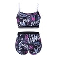 thumbnail image 2 of RUNQHUI Girls 2 Pcs Gym/Dance/Swim Outfits Camouflage Straps Crop Top with Bottoms Gymnastics Leotard Balck&Rose Red 6, 2 of 7