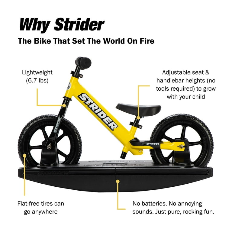 STRIDER 12 YELLOW 超美品 Strider 12” Sport Bike (Yellow) + Rocking Base - Helps Teach
