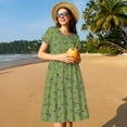thumbnail image 4 of Bingfone Mallard Duck Print Women’s Short Sleeve Dress, Comfortable Casual Dress, Stylish Summer Dress with Stretchy Fit for Daily Wear, 4 of 6