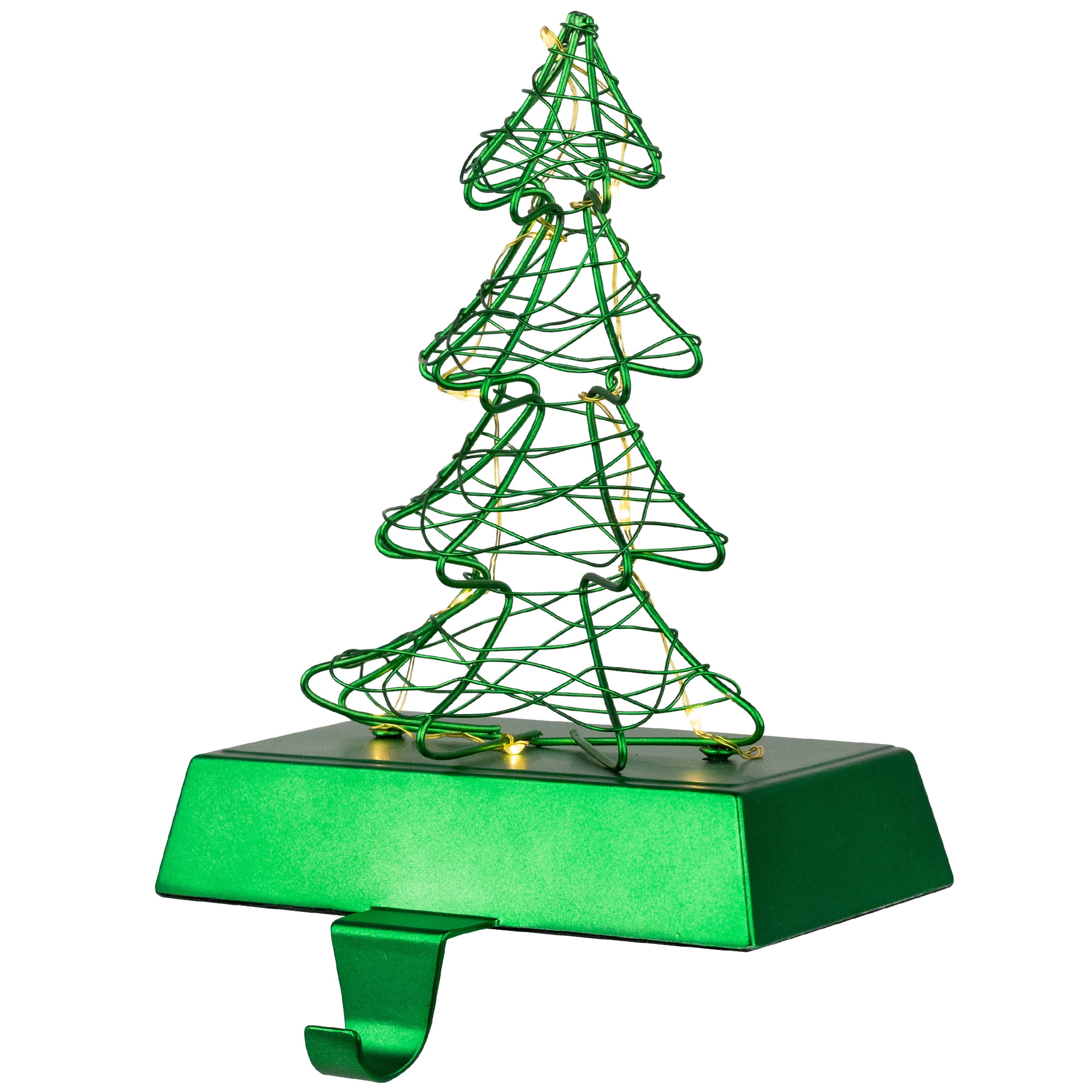 Northlight LED Lighted Wire Christmas Tree Stocking Holder - 6.75" - Green