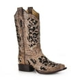 thumbnail image 3 of CORRAL Adult Female Inlay Flowered Embroidery with Studs and Crystals Square Toe Boots, Color: Brown, Size: 5, Width: M, 3 of 6