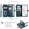 thumbnail image 3 of Wallet Case Compatible with Samsung Galaxy Note 10 Plus, Multifunctional Magnetic Closure Folio Case, [RFID Blocking] Durable PU Leather Flip Lanyard Strap Wristlet Zipper Card Holder Case, Blue, 3 of 10