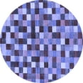 thumbnail image 1 of Ahgly Company Machine Washable Indoor Round Checkered Blue Modern Area Rugs, 3' Round, 1 of 4