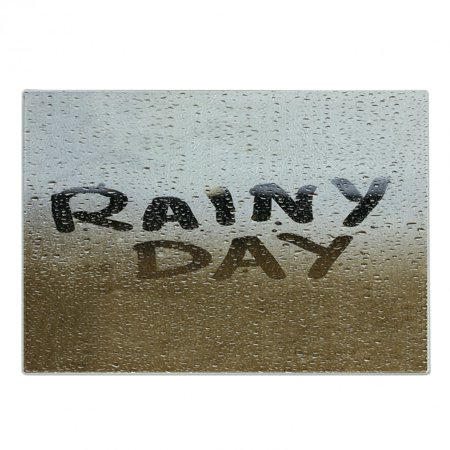

Rainy Day Cutting Board Blurred Background Photo of Raindrops on Window Effect Design Autumn Weather Decorative Tempered Glass Cutting and Serving Board in 3 Sizes by Ambesonne