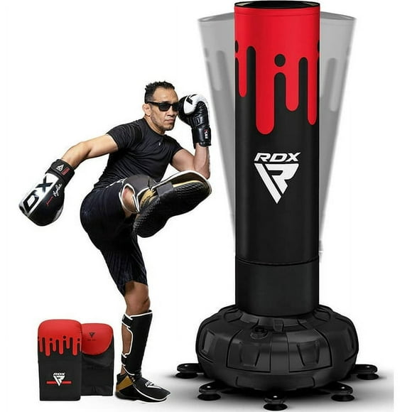 RDX FreeStanding Punching Bag with Gloves, 6ft XXL Heavy Duty Adult Pedestal Bag, 17 Suction Cup Stand Base, Freestanding for Kickboxing, Boxing, MMA