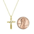thumbnail image 4 of 10K Yellow Gold Natural Round-Cut Diamond Accent (I-J Color, I2-I3 Clarity) 3 Stone Cross Pendant 18, 4 of 4