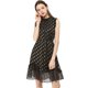 thumbnail image 3 of Vestido De Cóctel Con Volantes Y Estampado Metálico Sin Mangas Con Cuello Alto Y Lunares Para Mujer Negro XS, 3 of 6