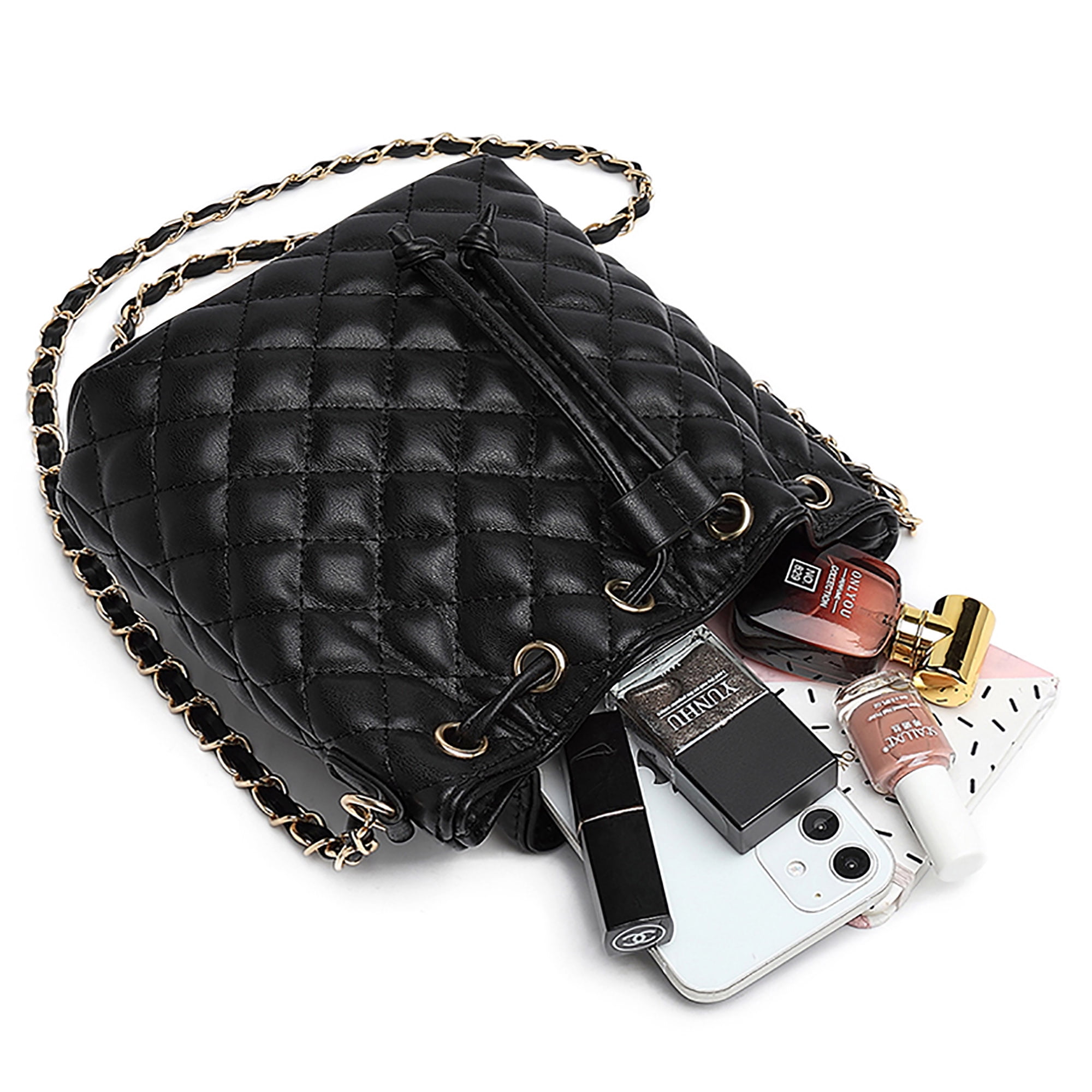 Quilted Chain Cross-Body Bag Black | Cross-body bags | Accessorize UK