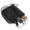 thumbnail image 4 of Poppy Womens Leather Quilted Crossbody Bag Handbags Purses Drawstring Bucket Shoulder Bag Satchels Messenger Bag, 4 of 9