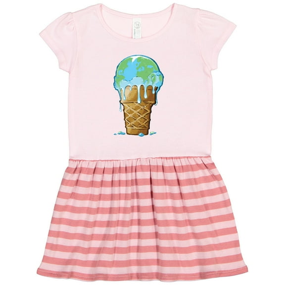 Inktastic Melting Earth Ice Cream Cone Gift Toddler Girl Dress