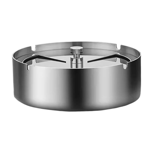 Ashtray, Stainless Steel Modern Windproof Ashtray With Lid, Tabletop Cigarette Ash Tray For Indoor Or Outdoor Use, Large Size Ash Holder , Desktop Smoking Ash Tray For Home