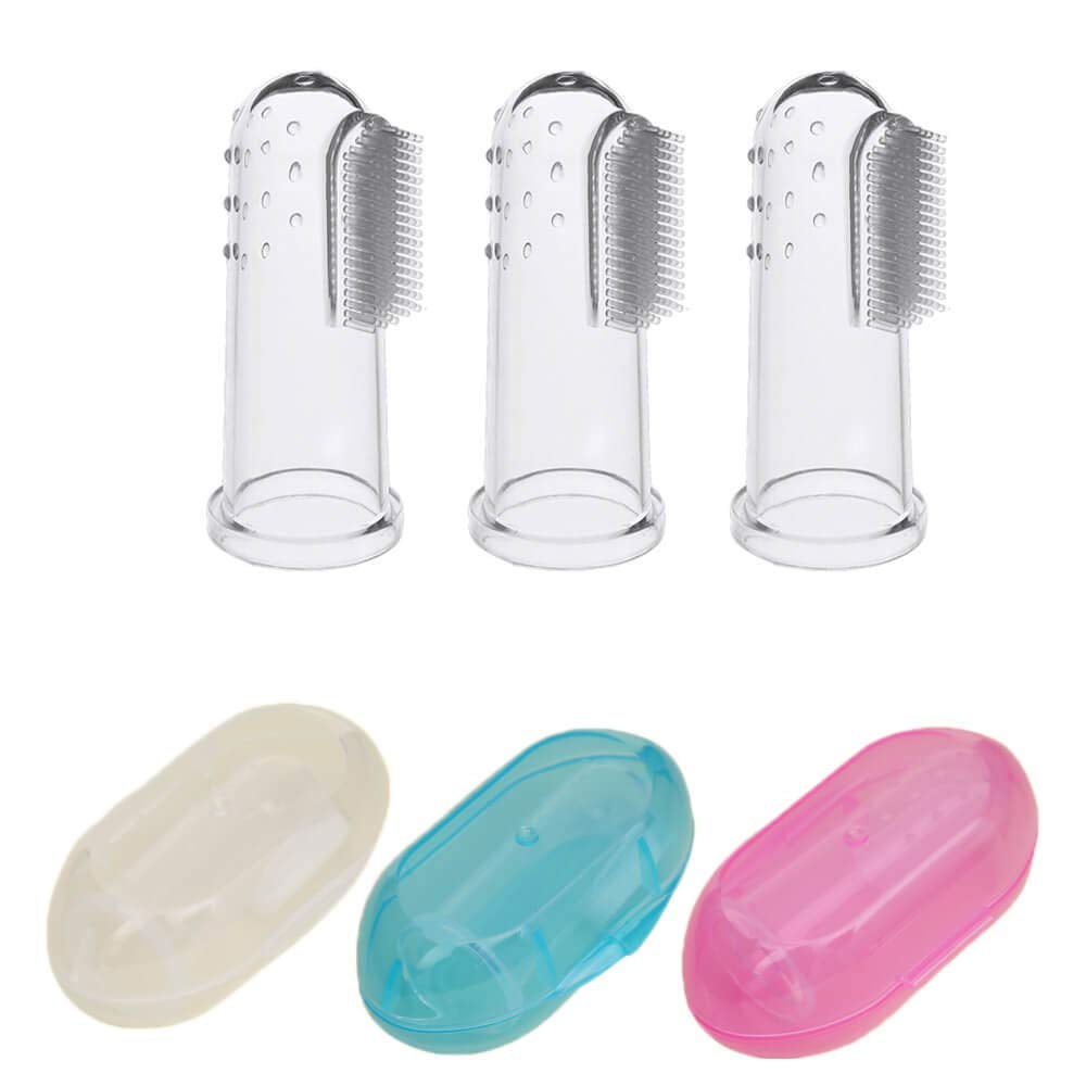 Baby Finger Toothbrush for Training Teething - Infant & Toddles & Lids Teeth Brush Soft Babies Toothbrushes Oral Cleaning Massager to Train Your Child Healthy Oral Habits -3 PCS, Random Color
