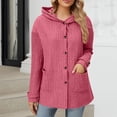 thumbnail image 2 of CheerKidz Women Casual Long Sleeve Hooded Button Down Top Blouse Shirt Coat with Side Slits and Pockets Soft Comfortable Fashion Wear for Daily Home Outing Spring Summer(Pink,2XL), 2 of 7