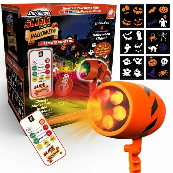 Star Shower Halloween Outdoor LED Projector Lights, Weatherproof Remote Control Spooky Party Lights, 6 Slide Show Patterns Set Ornaments