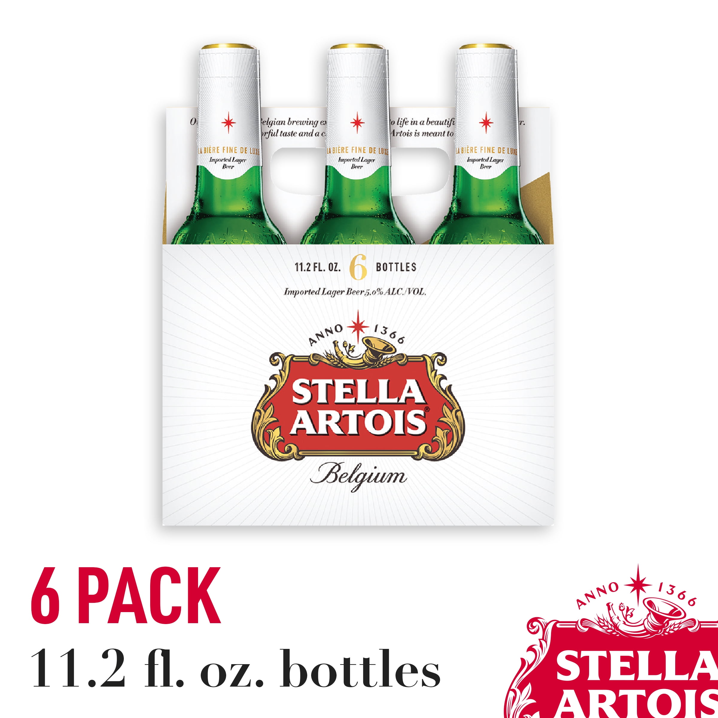 Stella Artois Lager, 6 Pack Beer 11.2 FL OZ Bottles
