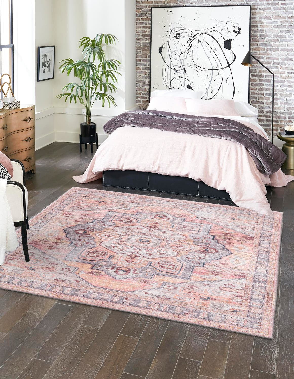 Rugs.com Mangata Collection Rug – 7' 10 Square Apricot And Pink Low Rug ...