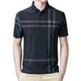 thumbnail image 2 of Chandail Homme Rayé Sans Plis en Soie Glacée Manches Courtes Ajusté pour Affaires, 2 of 8