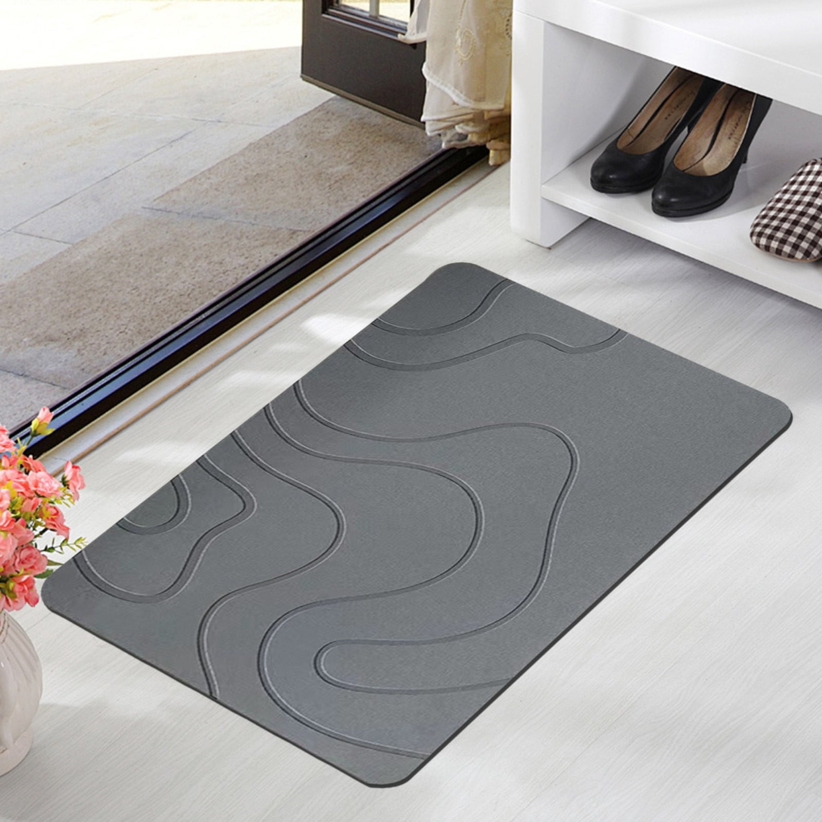 Giyblacko Stone Bath Mat Diatomaceous Earth Bath Mat Super Absorbent Non Slip Diatomite Stone Bath Mats For Bathroom Quick Drying Stone Shower Mat
