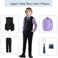 thumbnail image 2 of Boy's 5-Piece Suit, Boys' Formal Suit Set with Vest Pants and Tie, Boys Formal Dresswear Vest Set, Toddler Boy Vest Set, 2 of 4