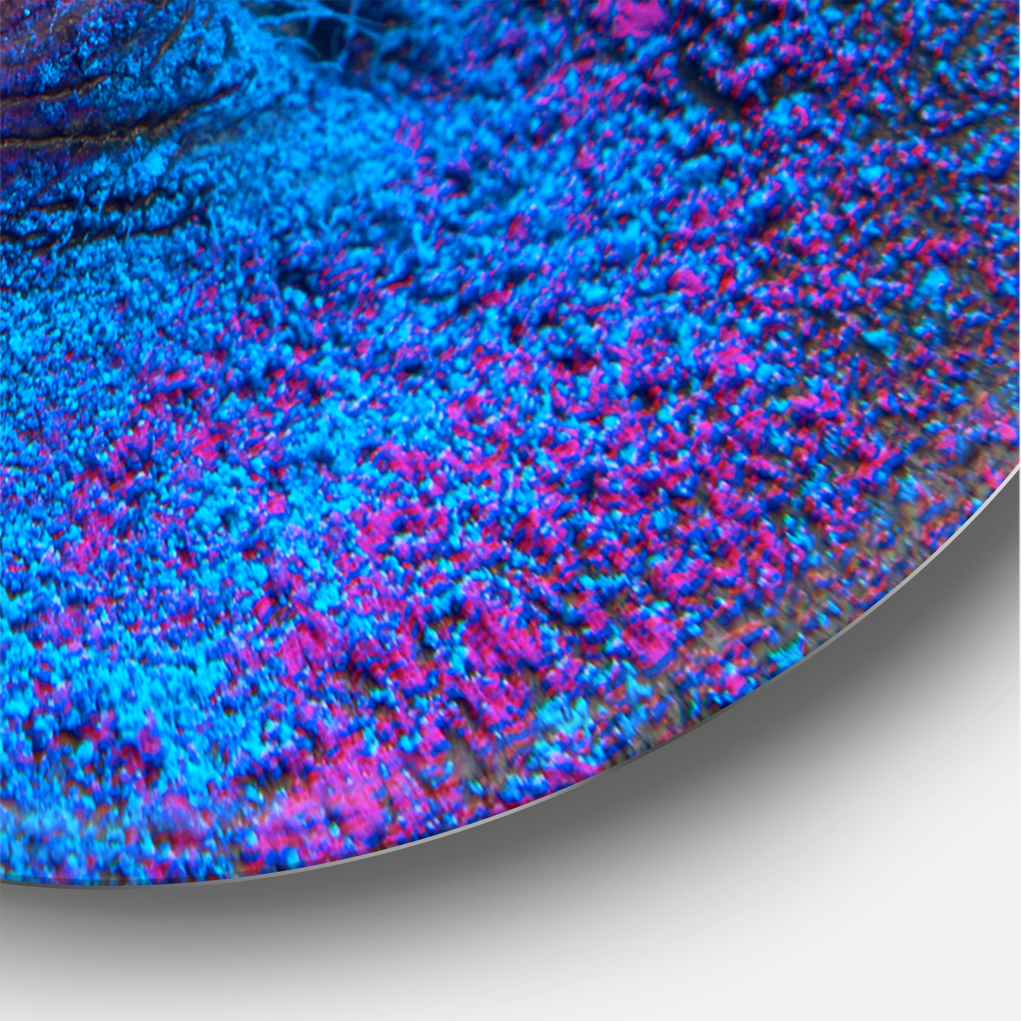 Designart 'Woman Eye With Dry Paint Dust Pigment On Face' Modern Circle Metal Wall Art 36x36 - Disc of 36