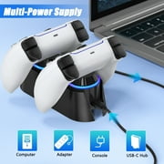PS5 Controller Charger, Dual Controller Charging Station for Playstation 5 Dualsense, PS5 Charging Station with LED Indicator/Fast Charging Cable (Black)