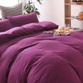 thumbnail image 2 of 3 Piece Solid Color Purple Quilt Cover Bedding Duvet Cover Set(King), 2 of 7