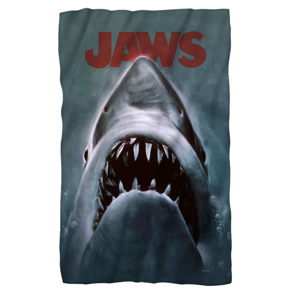 Movie Poster design on a 36" x 58" Fleece Beach Towel JAWS Shark Attack! 
