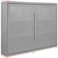 thumbnail image 2 of Gray queen Murphy bed with LED lights for home gyms gives space - saving and body - following slat support, 2 of 2