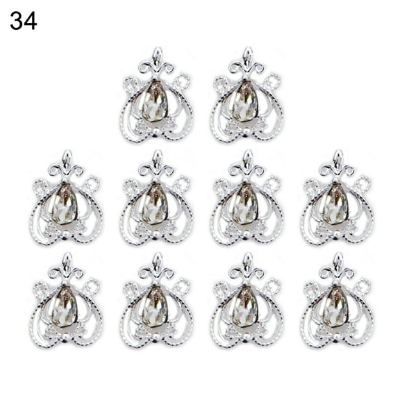 Sunjoy Tech 10Pcs Nail Jewelry Retro Shiny Wide Application Decorative Metal Faux Crystal Style 3D Nail Art Decoration Nail Supplies