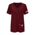 thumbnail image 4 of 250 Anniversary Usa Tshirt Women Short Sleeve V-Neck America Flag Patriotic T-Shirt Summer 4Th Of July Independence Day Usa Star and Stripes Fireworks Graphic Tees Tops American Brithday T-Shirt, 4 of 4
