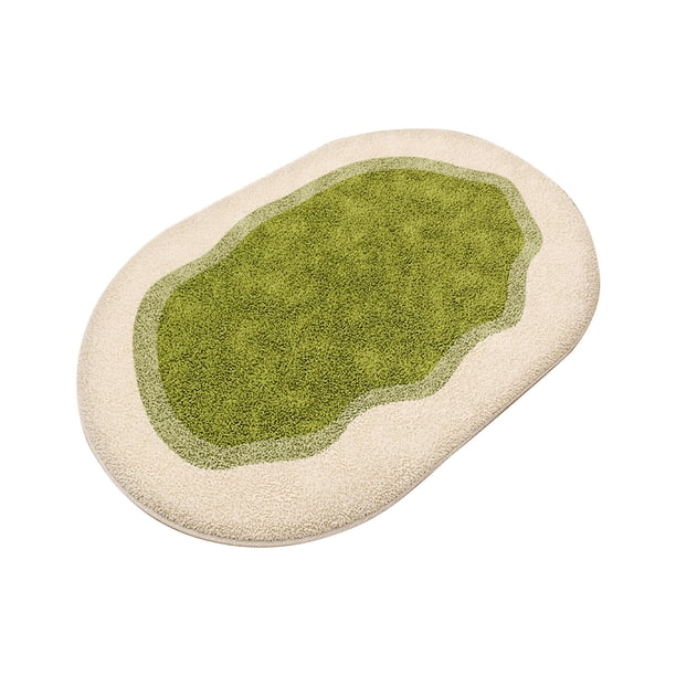 Yhmxh Alfombrillas de baño para baño Felpudo de entrada de imitación de lana de oveja de color crema para baño. Absorbe el agua, es antideslizante y es ideal para usar en la ducha o el baño.
