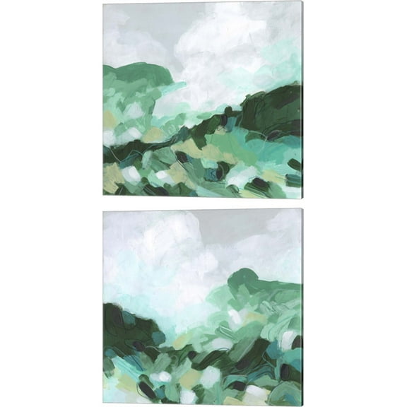 Great Art Now Aqua Valley by June Erica Vess 2 Piece Canvas Art Set Each 14"W x 14"H