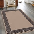 thumbnail image 3 of Black Brown Greek Key Large Area Rugs for Bedroom Living Room, Soft Non Slip Carpet Bedside Rug, Geometric Greece Ancient Farmhouse Geo Rectangular Floor Cover Kitchen Accent Rug 3'x5' for Office, 3 of 9
