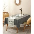 thumbnail image 4 of Fennco Styles Woven Solid Color Scalloped Tablecloth 56" W x 40" L - Slate Wrinkle-Free, Heat-Resistant Washable Table Cover for Everyday Use, Holidays, Indoor Outdoor Events and Special Occasions, 4 of 5