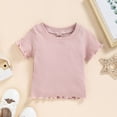 thumbnail image 6 of Douhoow 1-5 Years Girls Two Pieces Clothes Solid Ribbed Cotton Short Sleeve T-Shirt+Shorts, 6 of 9