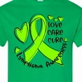 thumbnail image 4 of Inktastic Love, Care, Cure Lymphoma Awareness Lime Green Ribbon Hearts T-Shirt, 4 of 5