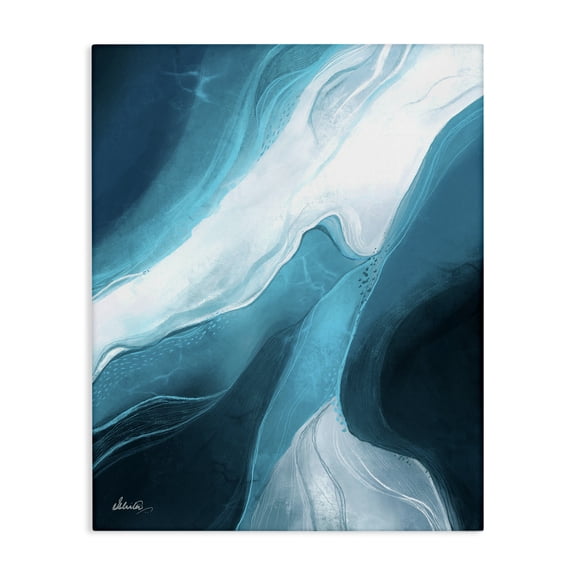 Stupell Industries Contemporary Fluid Blue Shapes Arrangement Canvas Art, 24 x 30, by Ishita Banerjee