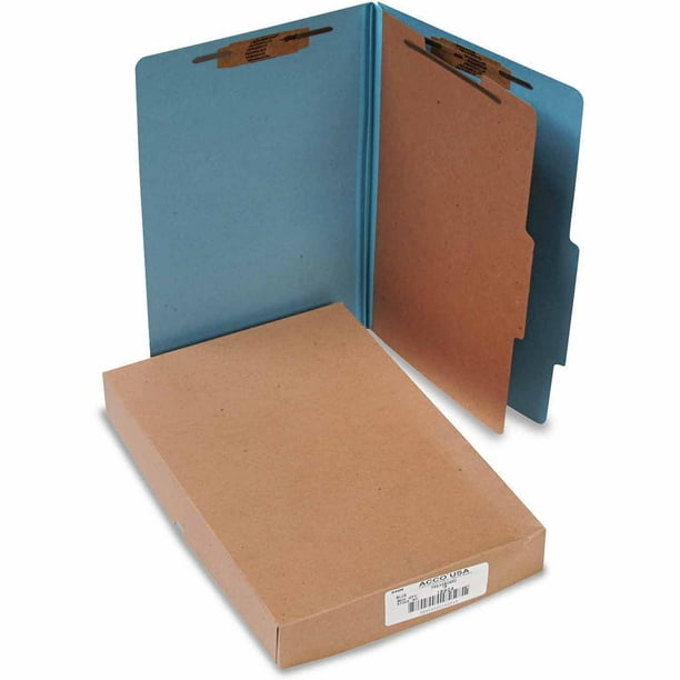 ACCO 25Point Pressboard Classification Folders, Legal, 4Section, Sky
