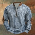 thumbnail image 2 of ZCFZJW Mens Casual Zip up Henley Sweater Tops Trendy Oversized Solid Color Twist Cable Knit Long Sleeve Pullovers Lightweight Comfy Polo Shirts Blue XXXL, 2 of 3