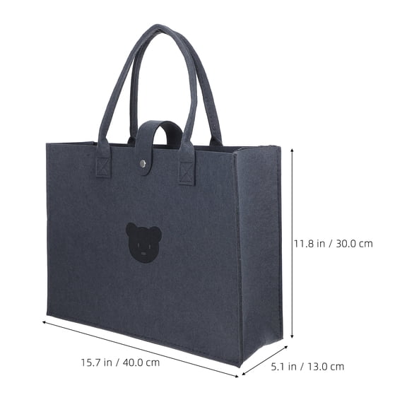 ELAYARD Large Grey Felt Tote Bag with Sturdy Handles, Reusable Grocery Shopping Bag for Daily Use, Travel, and Shopping Convenience
