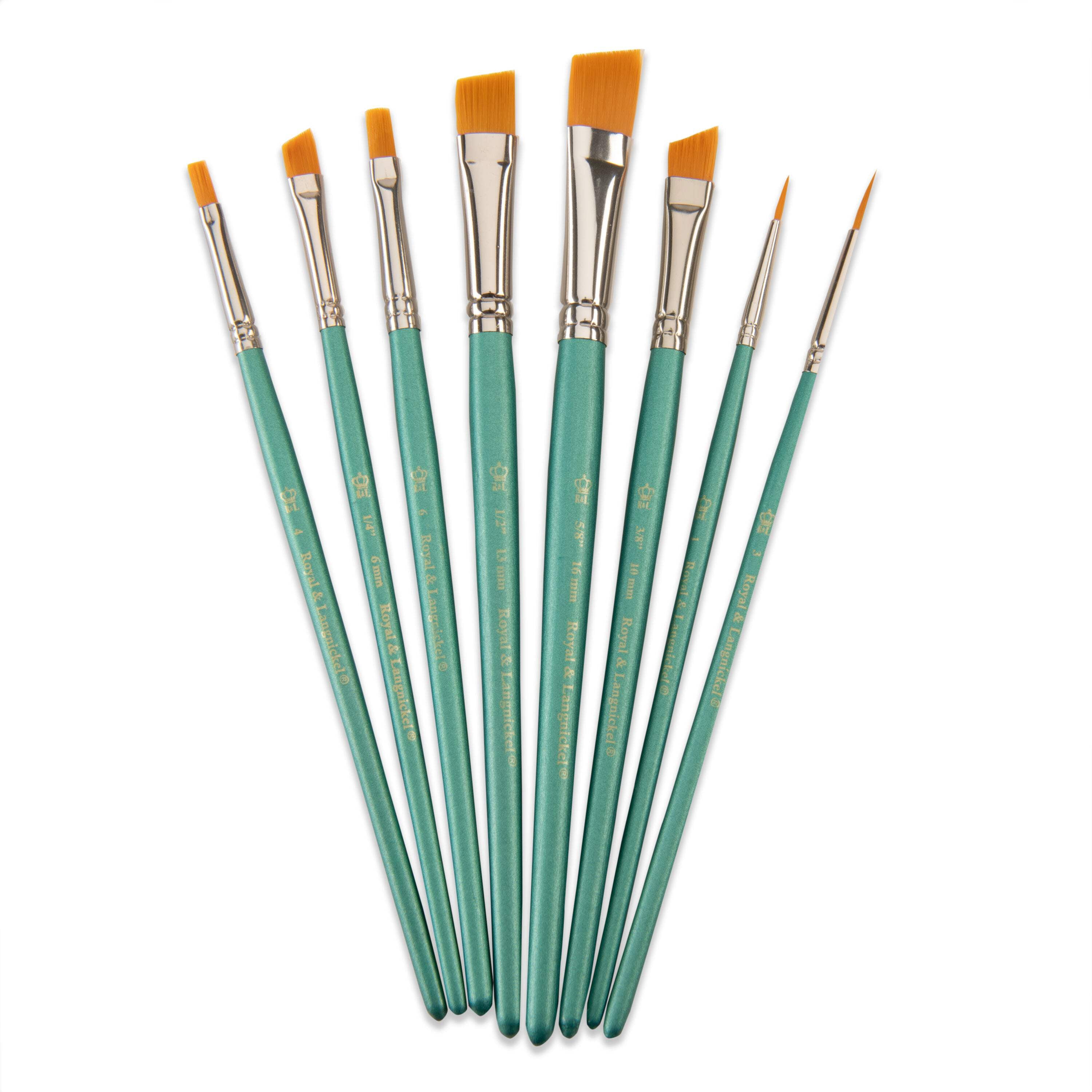 (3 pack) Royal & Langnickel Assorted Shape Golden Taklon Art Brush Set 8 pieces