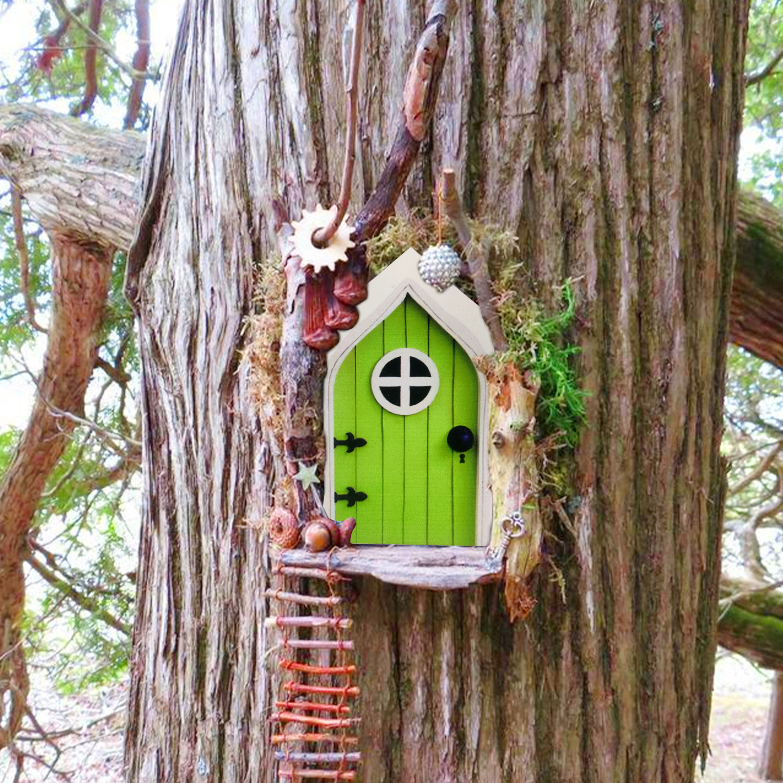 6PCS Fairy Door and Windows for Trees – Glow in The Dark Yard Art Sculpture Decoration for Kids Room, Wall and Trees Outdoor Miniature Fairy Garden Outdoor Decor Accessories