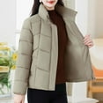 thumbnail image 4 of MaFYtyTPR Women's Winter Down Jacket Fashion Casual Solid Color Long Sleeved Hooded Pocket Thermal Coats Green L, 4 of 5