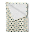 thumbnail image 2 of Retro Soft Flannel Fleece Throw Blanket, Circles and Dots Spots in Different Sizes Symmetrical Pop Art Inspired, Cozy Plush for Indoor and Outdoor Use, 50" x 60", Sky Blue Black Amber, by Ambesonne, 2 of 5