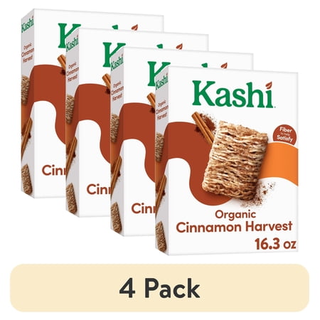 (4 pack) Kashi Breakfast Cereal, Fiber Cereal, Family Breakfast, Cinnamon Harvest, 16.3oz Box (1 Box)